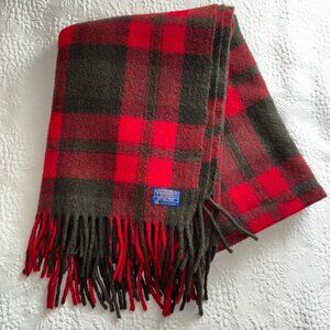 Vintage Pendleton Wool Red Plaid Blanket Throw 48”x67” Plus 4" Fringe